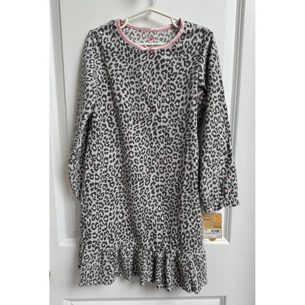 NWT Carters 6/7 Fleece Nightgown Pajamas Animal Print